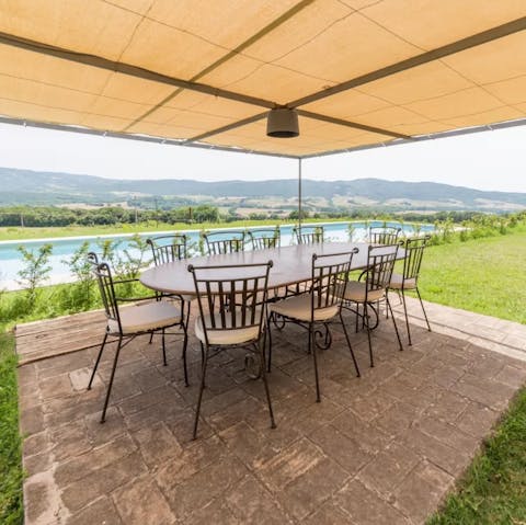 Serve up Italian cuisine at the alfresco dining table