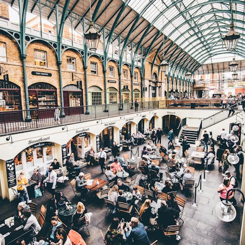 Soak up the lively atmosphere of Covent Garden – it's an eleven-minute walk away