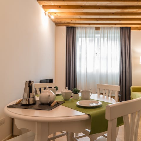 Hatch plans for the day at the breakfast table with freshly brewed coffees