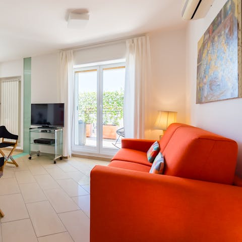 Make yourself comfortable in the bright living area