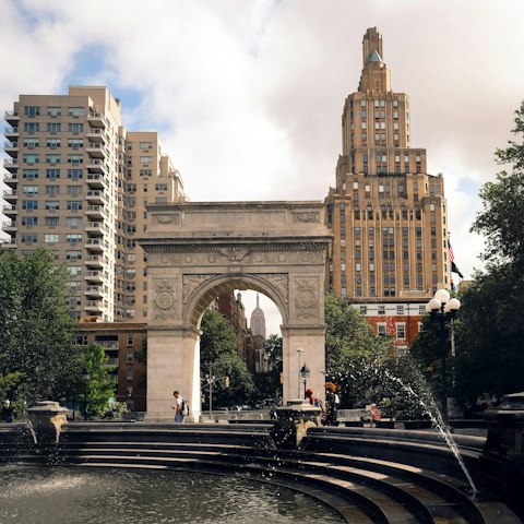 Explore Washington Square Park, a few blocks away