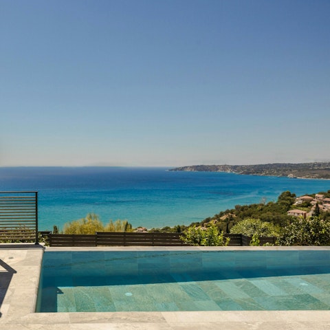 Drink in glorious sea views from the private pool