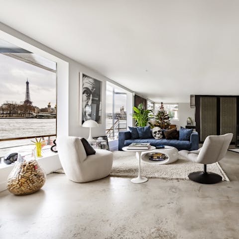 Admire the Eiffel Tower from this chic barge