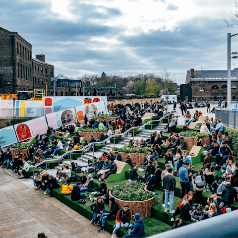 Enjoy a canal-side drink in vibrant Granary Square