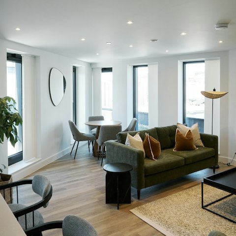 Make yourself at home in the breezy living space