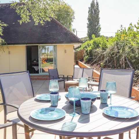 Enjoy dining outside in the Sussex sunshine
