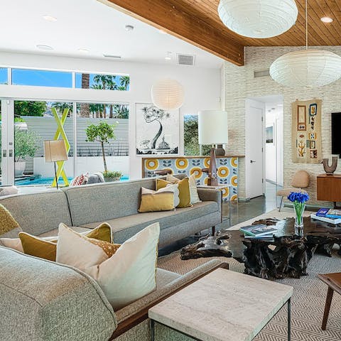 Settle down for a cosy movie night in the gorgeous living area