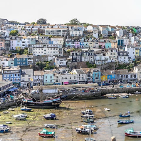 Step outside and follow the views down to the bustling harbour