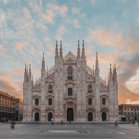 Explore Milan, including its beautiful Duomo, a short stroll away