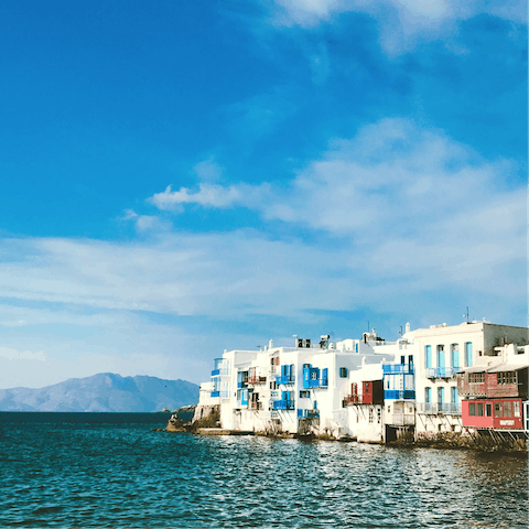 Drive ten minutes to Mykonos Town for the daytime dining or night-time adventures