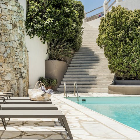 Keep cool in the private pool or top up your tan on the sun loungers