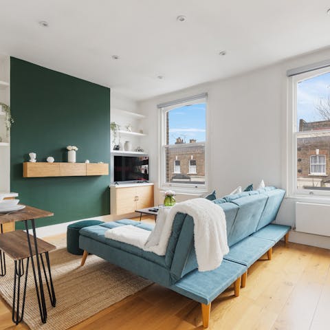 Cosy up on the sofa with a movie after a day of London sightseeing