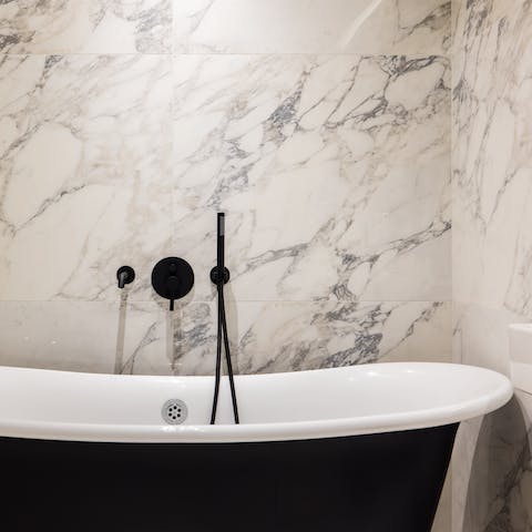 Treat yourself to an indulgent soak in the freestanding tub