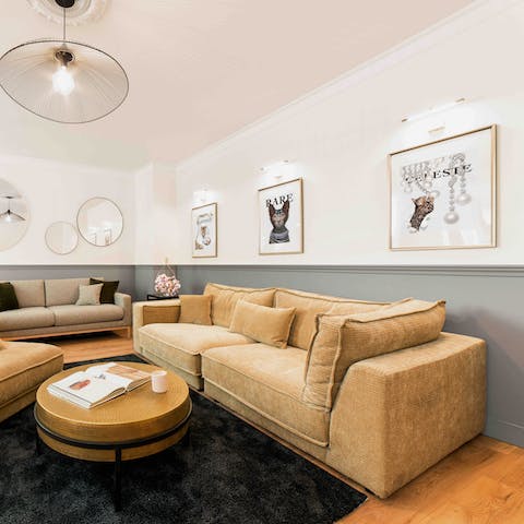 Pour yourself a glass of Champagne and put your feet up in the stylish living room