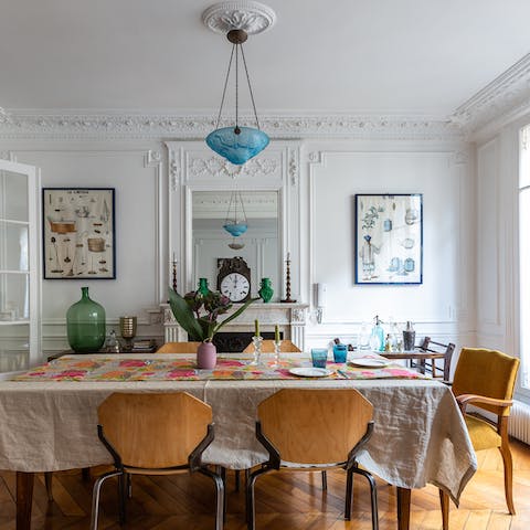 Enjoy a feast of French food and wine at the full length dining room