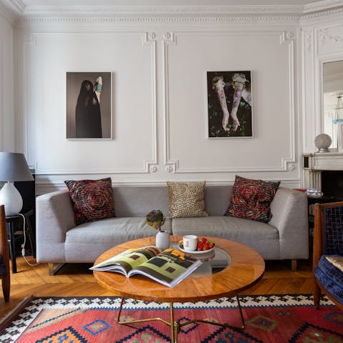 Appreciate the mid-century touches featured in the living room