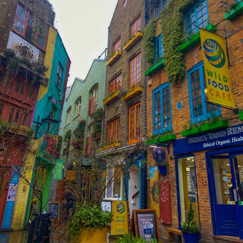 Stroll to the colourful Neal's Yard in under ten minutes