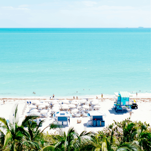 Drive 27 miles to Miami Beach and sprawl out in the sand