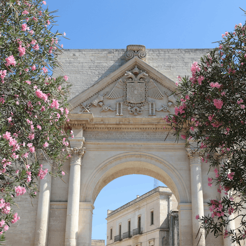 Take in the history of Porta Napoli, a few minutes away