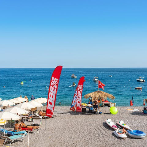 Head down to the beach, just seconds from your front door, for sunbathing and sea swimming