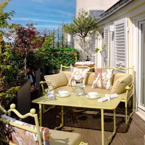 Enjoy your morning coffee on the sunny private terrace