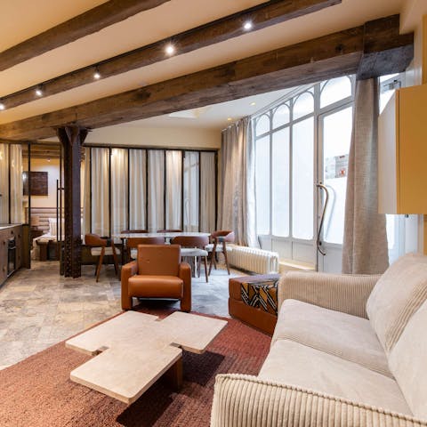 Admire the period features of the living room