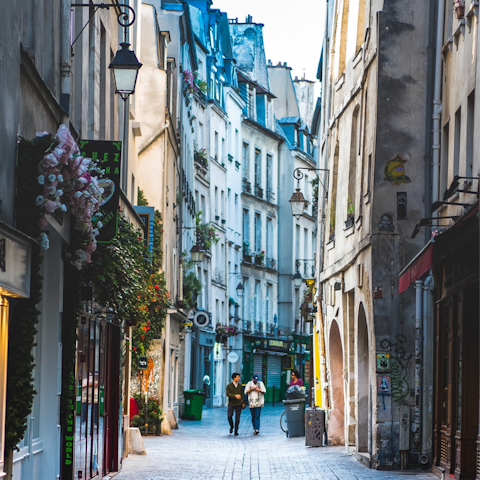 Explore Le Marais' historic streets awaiting outside