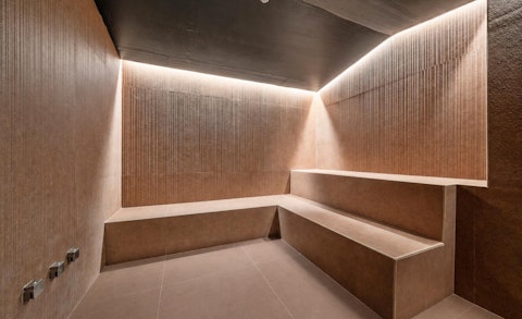 Sweat it out in the warmth of the shared steam room