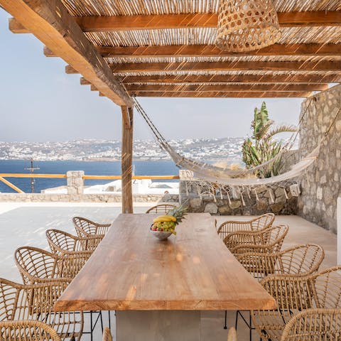 Serve up some local Greek culinary delights at the alfresco dining area