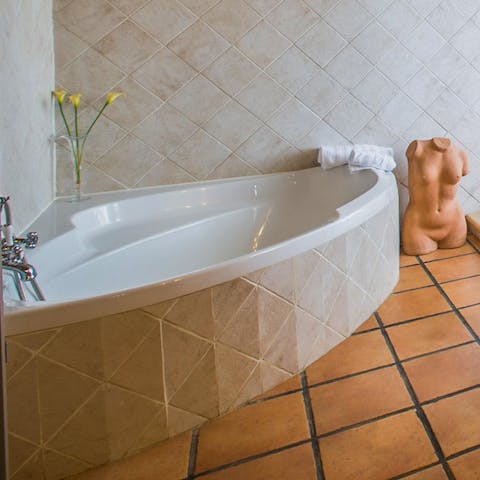 Soak your muscles in the tub after a long day of hiking and walking