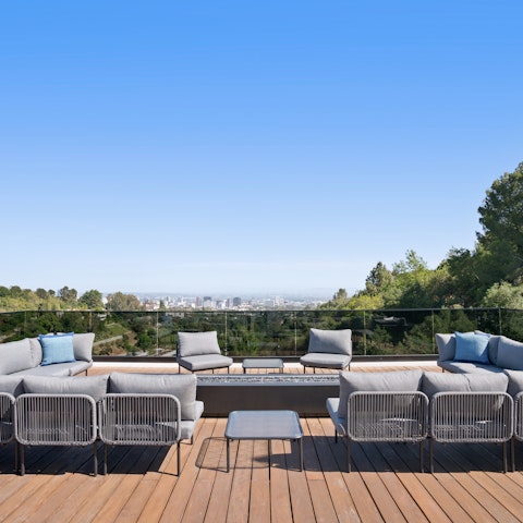 Take in city, ocean, and canyon views from the top deck