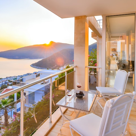 Take in the dreamy sunsets from the balconies
