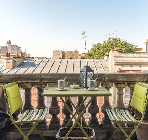 The stone terrace for morning coffee