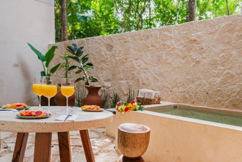 Share breakfast outside beside the private plunge pool