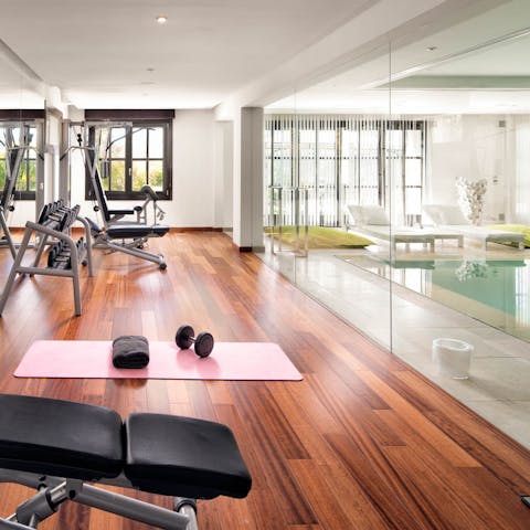 Luxuriate with use of the villa's spa, sauna, gym and indoor pool