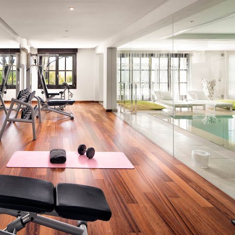 Luxuriate with use of the villa's spa, sauna, gym and indoor pool