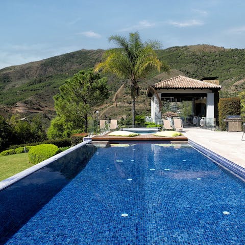 Swim laps in the private swimming pools