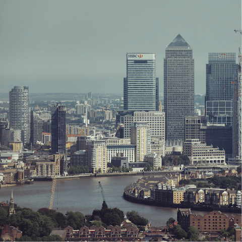 Visit the bars and restaurants at Canary Wharf nearby