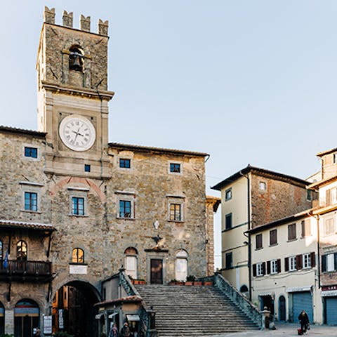 Visit the hilltop town of Cortona, a short drive away