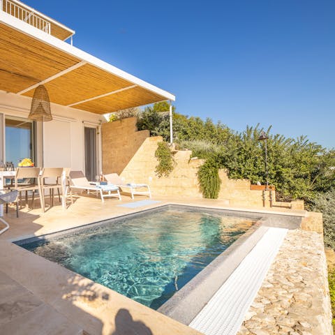 Take a refreshing dip in the private swimming pool