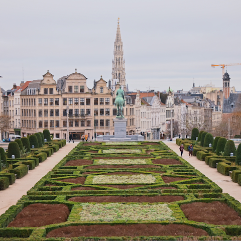 Walk 5 minutes to take in the landscaped gardens and museums of Mont des Arts