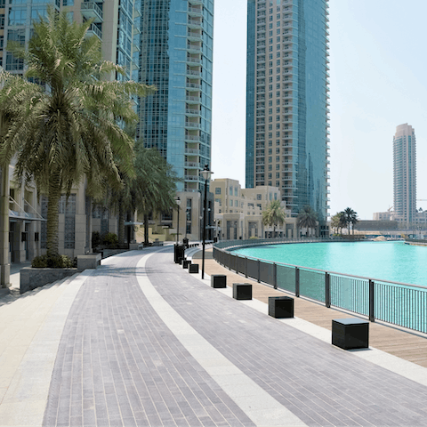 Peruse the boutiques along Dubai Marina, a short drive away