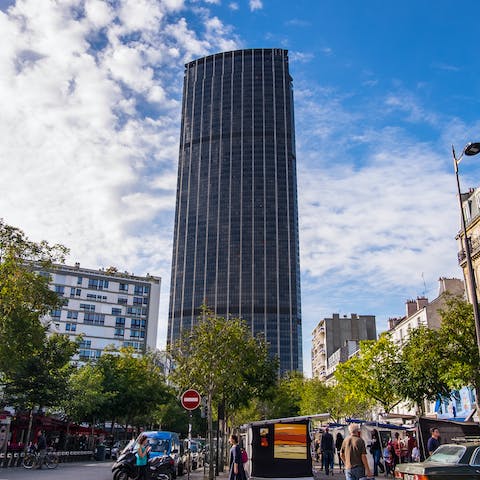 Take in sensational views from the Tour Montparnasse's observation deck, a twenty-minute walk away