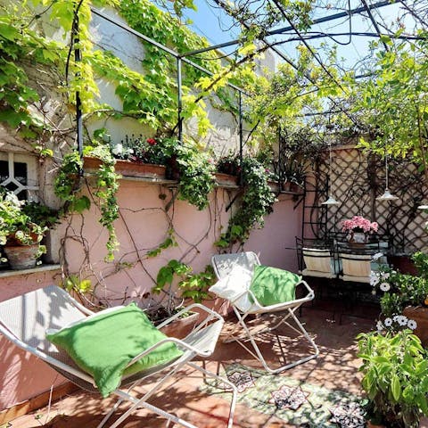 Unwind with a glass of prosecco on the terrace