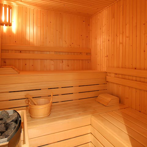 Feel a wonderful sense of wellbeing after a session in the sauna