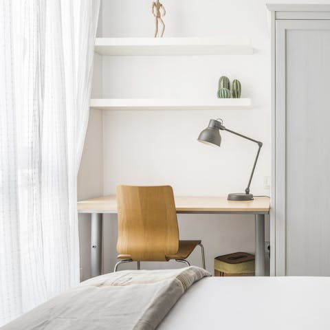 Catch up on work at the second bedroom's desk