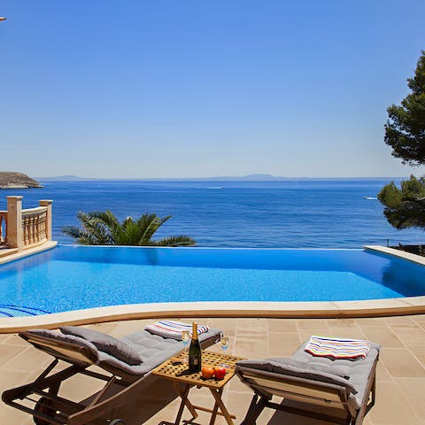 Cool off in your private pool and admire the sea views