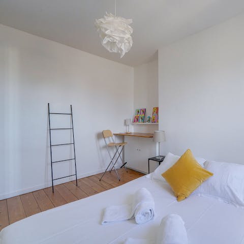 Fire off a few emails or write your morning meditations from the desk