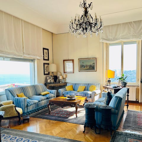 Gather in the light-filled living room