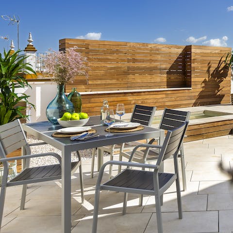 Serve up some Spanish tapas at the alfresco dining area